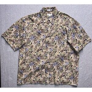 Vintage Pierre Cardin Tropical Monstera Leaf Hawaiian Shirt Men’s XL 100% Cotton